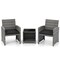 3-Piece Outdoor Patio Set with Soft Cushions, Glass Table and Metal Frame for Porch